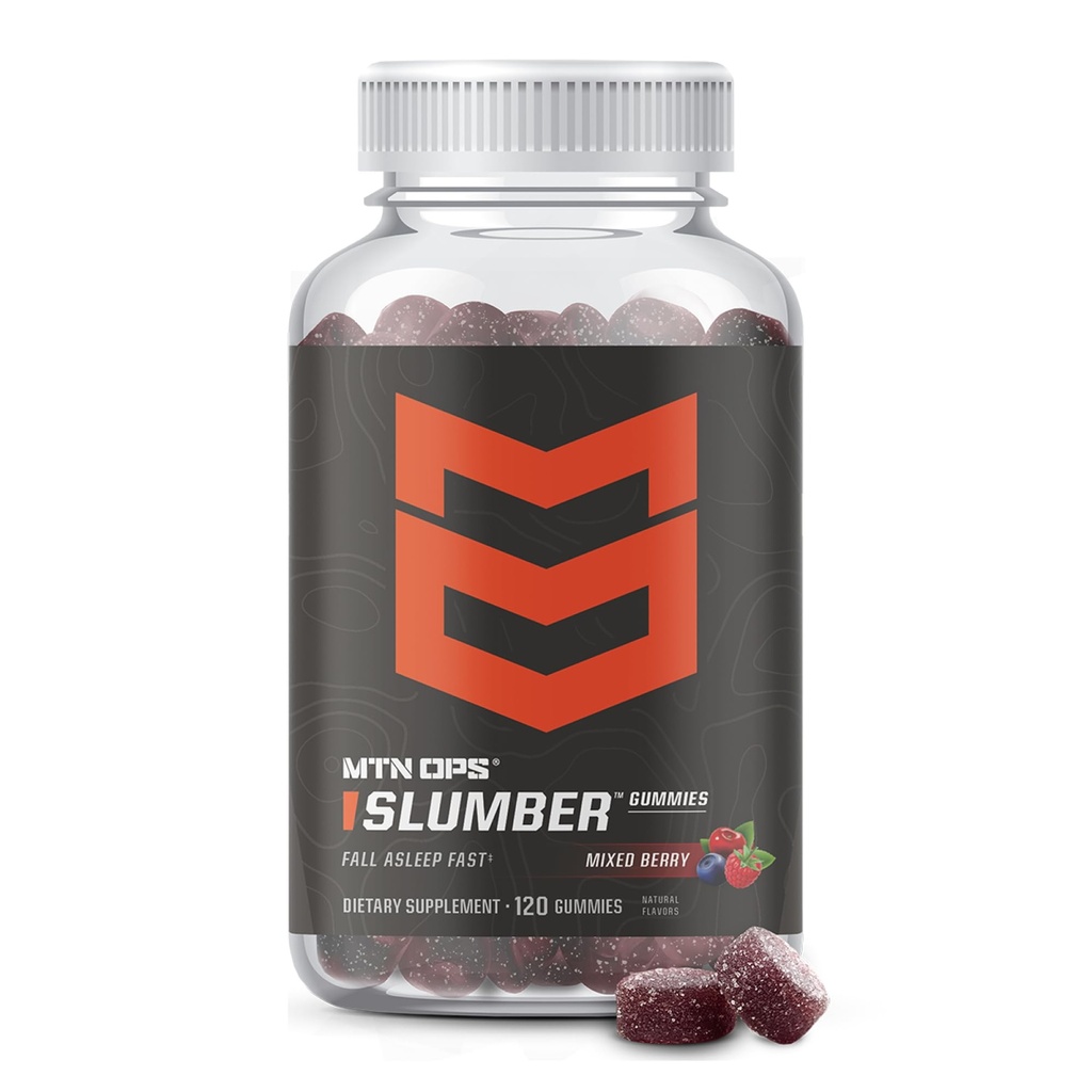 MTN OPS Slumber Sleep Gummies – 60 Hizmet, Tart Cherry 1000 mg, Melatonin 2.5 mg, Chamomile, Natural Flavors, Made in USA, Karma Berry, Nighttime Sleep Aid