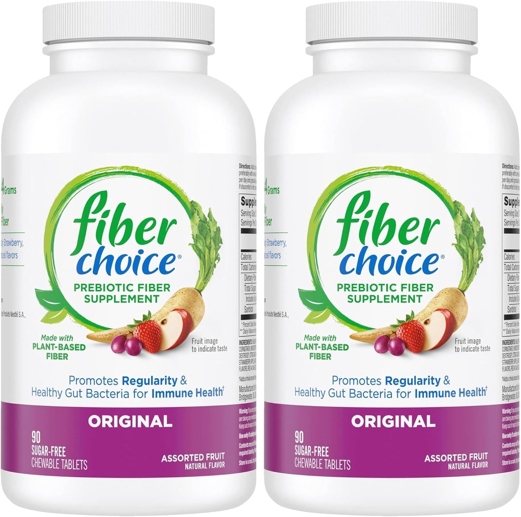 Fiber Choice Daily Prebiyotik Fiber Chewable Tabletler, Assorted Fruit, 90 Tablet (90 Kont)