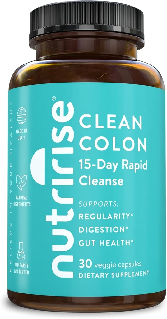 NutriRise 15 Gün Hızlı Kolon Gut Health için Temizledi - Probiyotiks & Fiber ile Constipation, Regularity & Bloating, Sugar & Gluten Free
