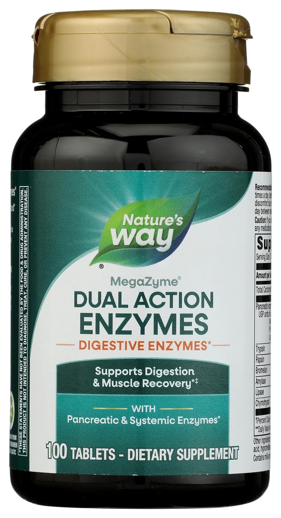 Nature's Way Mega- Zyme, Παγκρεατικά & Συστηματικά Ένζυμα*, Ανακουφίζει την περιστασιακή μυική οδύνη Λόγω υπερεξάσκησης και Άσκησης,* Digestive Support*, 100 Tablets (Packing May Vary)