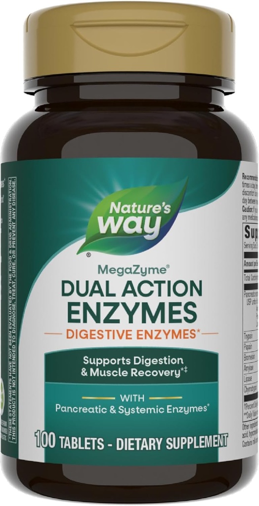 Nature's Way Mega- Zyme, Παγκρεατικά & Συστηματικά Ένζυμα*, Ανακουφίζει την περιστασιακή μυική οδύνη Λόγω υπερεξάσκησης και Άσκησης,* Digestive Support*, 100 Tablets (Packing May Vary)