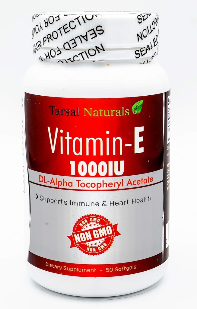 E 1000 IU 50 Softgel Capsules Naturals Support Over All Health Health Physical Activity Made in USA Gluten Free FDA Registered Tesis cGMP Non GMOB