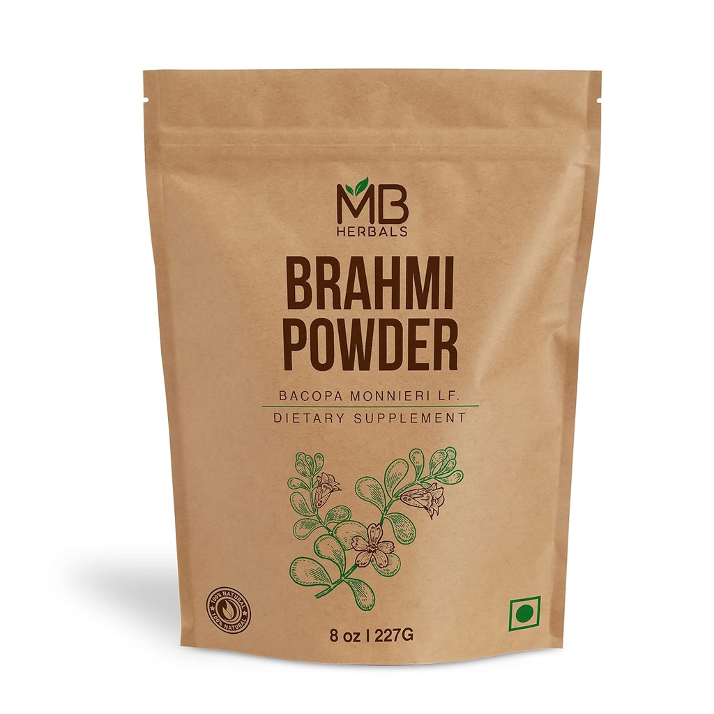 MB Herbals Pure Brahmi Toz 8 oz | 227g 0,5 lb | Bacopa Toz | Saç Bakımı
