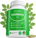 Rosabella Moringa Capsules - Pure Moringa Toz, Enerji, Skin, Immune & Gut Health Superfood, Antioksitlerde Zengin, Temel Vitaminler ve Amino Asitler, Natural Green Superfood Supplement - 60 Count