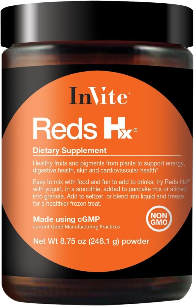Πρόσκληση Health Reds Hx® -Fruit and Feget Supplement, Superfood Powder -Συσκευασμένο με ισχυρά εκχυλίσματα από το The Spectrum of Oranges, Reds, Blues and Purples Plus Probiotics - 30 Σερβιρίσματα