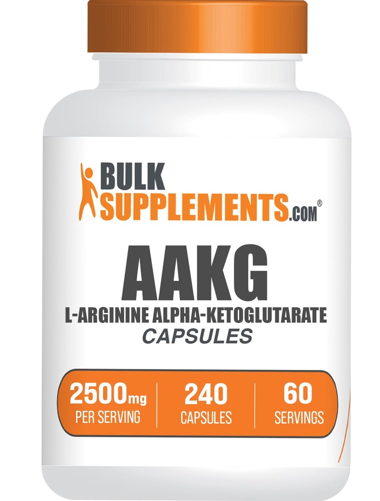 BulkSupplements.com AAKG Capsules - L-Arginine Supplement, Nitric Oxide Supplement - Gluten Free, 4 Capsules per Serving, 240 Count (Pack of 1)