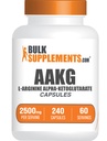 BulkSupplements.com AAKG Capsules - L-Arginine Supplement, Nitrik Oksit Supplement - Gluten Free, 4 Capsules per Service, 240 Kont