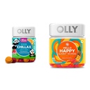 OLLY Kids Chillax, Magnezyum Gummies Plus L-Theanine, Lemon Balm & Hello Happy Gummy Worms, Mood Balance Support, Vitamin D, Saffron, Yetişkin Chewable Supplement, Tropikal Zing - 60 Count