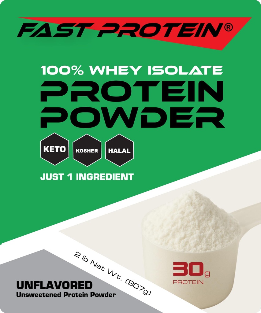 Whey Isolate Protein Toz Unflavored - 30g protein Toz - Kosher, Halal, Keto, Clean Label, Hızlı Protein - 2LB 30 Servisler