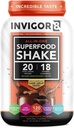 INVIGOR8 Superfood Grass Fed Whey Protein Isolate Shake Chocolate Brownie Gluten-Free and Non GMO Meal Replacement with Probiotics and Omega 3 (645g)