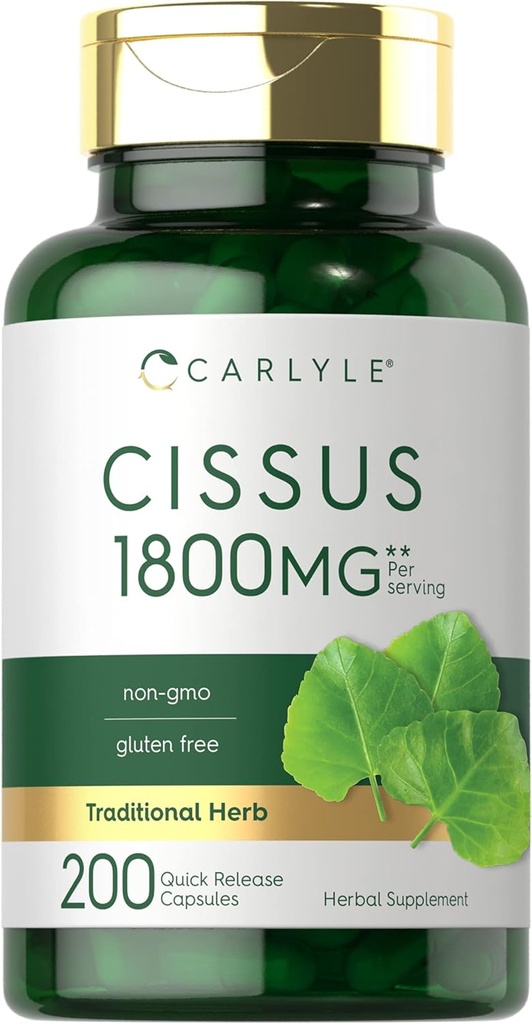Carlyle Cissus Quadrangularis 1800 mg | 200 Capsules | Geleneksel Herb Extract Supplement | Non-GMO ve Gluten Ücretsiz Formula