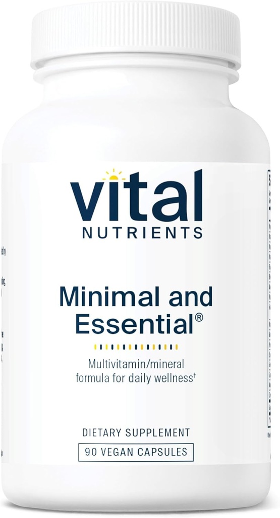 Vital Nutrients Minimal ve Essential Multivitamin | Vegetarian One per Day Multi Vitamin, Mineral, & Antioksi Supplement* | Iron-Free | Gluten, Dairy, Soy Free | Non-GMO | 90 Capsules