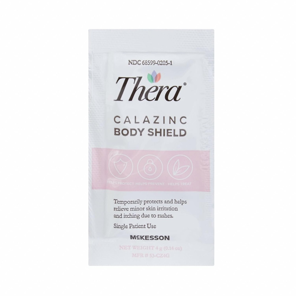 Thera Calazinc Body Shield, Calamine with Zinc Cream [144 Packets Total] - Αλοιφή δέρματος για έκζεμα, Ψωρίαση, Εξάνθημα πάνας - Ατομικά πακέτα, 4 g Πακέτο