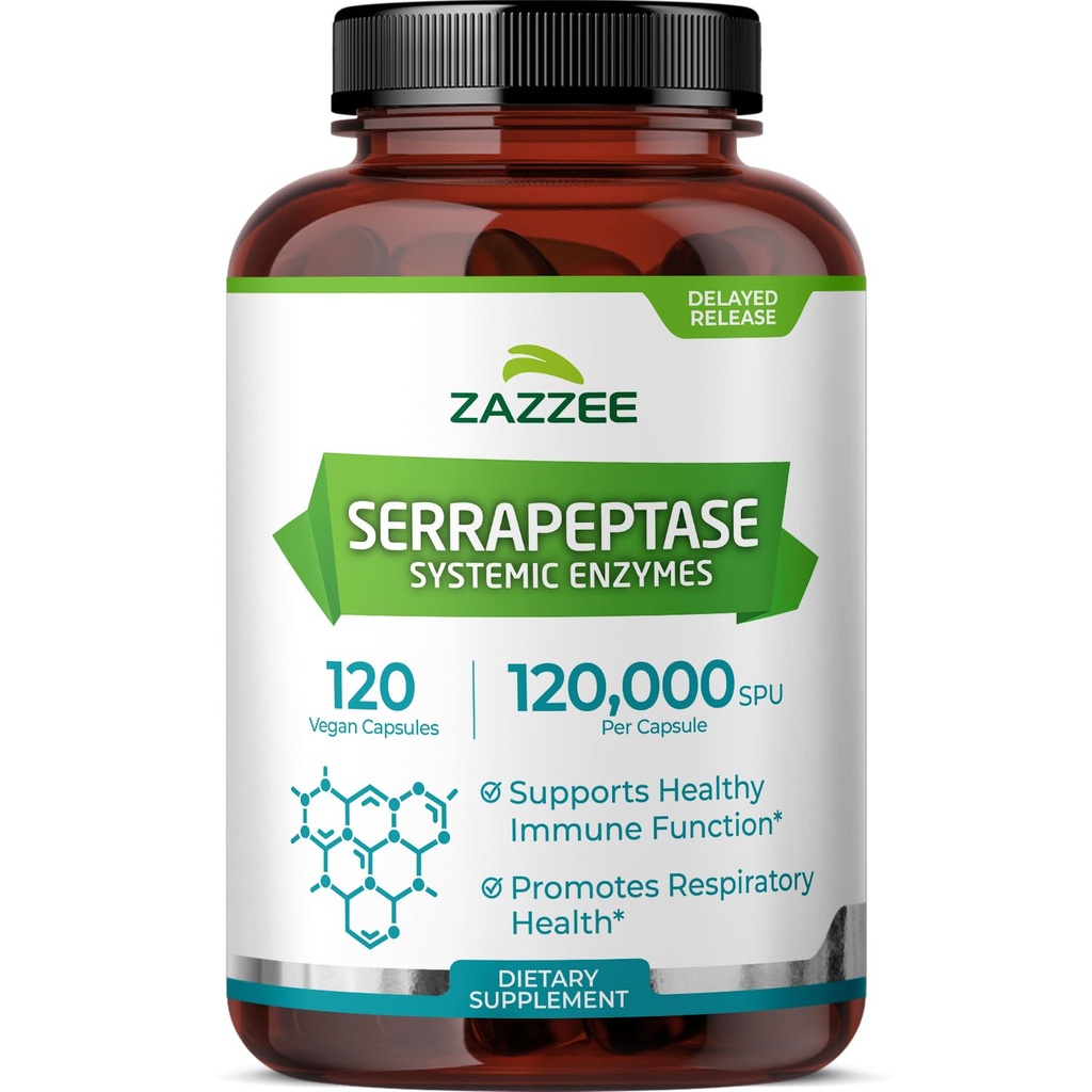 Zazzee Gecikme Serrapeptase, 1 20.000 SPU per Capsule, 120 Vegan Capsules, 4 Ay Supply, Ekstra Güçlü, Potent ve Yoğun Sistemik Enzymes, 100% Vegetarian, All-Doal ve Non-GMO