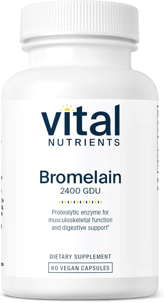 Vital Nutrients Bromelain 2400 GDU | Vegan Bromelain Supplement to Support protein Digestion* | Digestive Enzyme from Pineapple | Gluten, Dairy, Soy Free | Non-GMO | 60 Capsules
