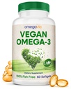 OmegaVia Vegan Omega 3 Supplement, Algae Omega 3 Fish Oil Alternative, 300mg Vegan DHA Fatty Acids, Plant Based, Planet and Ocean Friendly, IAOS 5 Star Tested, 60 Softgels