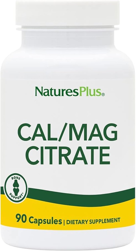 NaturesPlus Cal/Mag Citrate - 90 Vegetarian Capsules - 500 mguba, 250 mg Magnezyum - 30 Hizmet