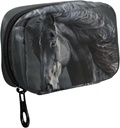 Fustylead Όμορφο Μαύρο Άλογο με Long Mane Pill Organizer περίπτωση με Zipper 2 φορές μια μέρα για τη βιταμίνη και συμπλήρωμα, 7 ημέρα Travel Organizer Ιατρική περίπτωση