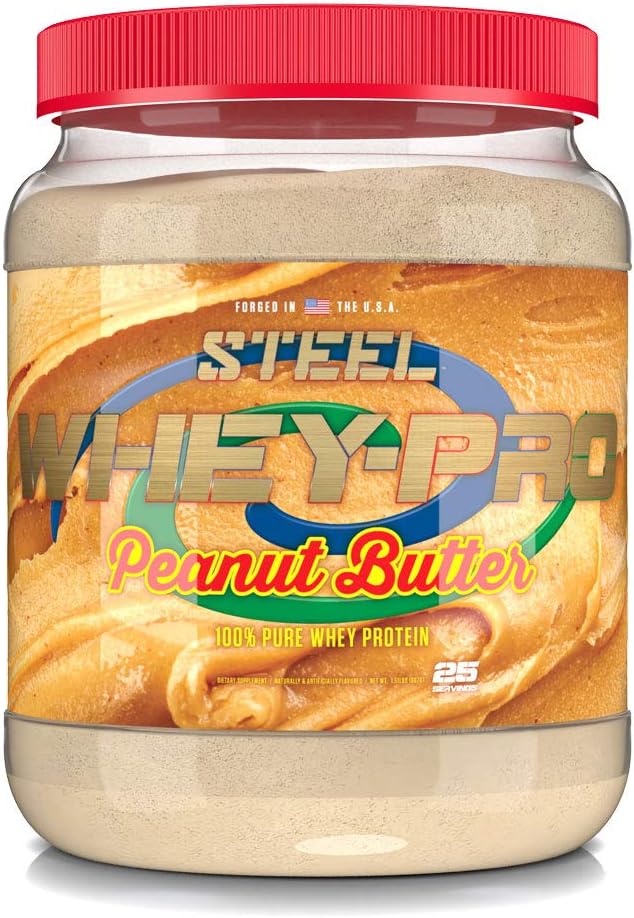 Steel Supplements Whey-Pro |% 100 Pure Whey protein Toz for Men and Women | Peanut Butter | Muscle Gain & Lean Muscle Recovery | Gluten Free | 1.51 lbs | BCAA 5g | Non-GMO | 25 Servisler