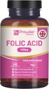 Folic Acid Tabletler 400 mcg - 400 Vegan Vitamin B9 Tabletler | 13 Ay Supply | Vitamin B9 Hamile Bakım | Normal Immune Sistemi ve Maternal Doku Büyümesi | İngiltere Made – Prowise