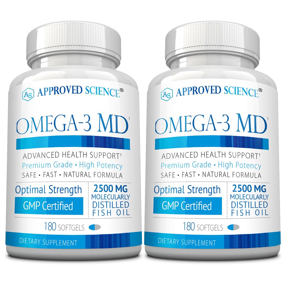 Omega-3MD - Fish Oil EPA & DHA - Bilişsel Sağlık Geliştir - 2 Şişe - 6 Ay Supply
