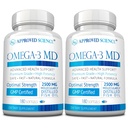 Omega-3MD - Fish Oil EPA & DHA - Bilişsel Sağlık Geliştir - 2 Şişe - 6 Ay Supply