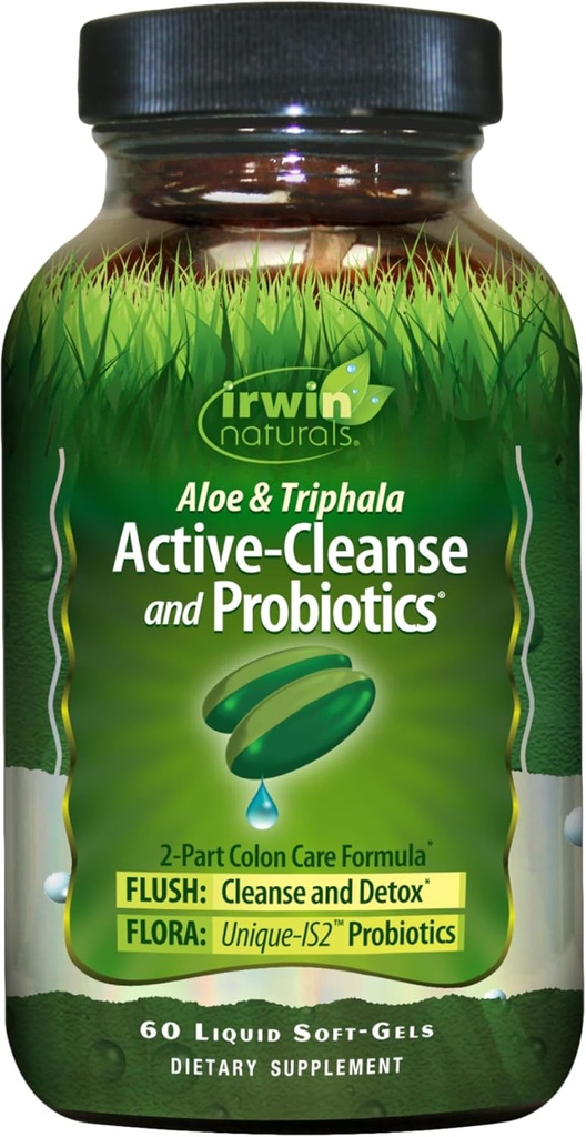 Irwin Naturals Aloe & Triphala Active Cleanse + Probiyotiks - 60 Sıvı Softgels - Natural Digestive Support - Gentle, effective Detox + Elimination 2Part Care - Nourish + Balance