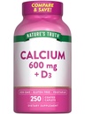 Nature's Truthuba 600 mg with Vitamin D3 | 250 Caplets | Food Carbonate | Vegetarian, Non-GMO & Gluten Free Supplement Supplement