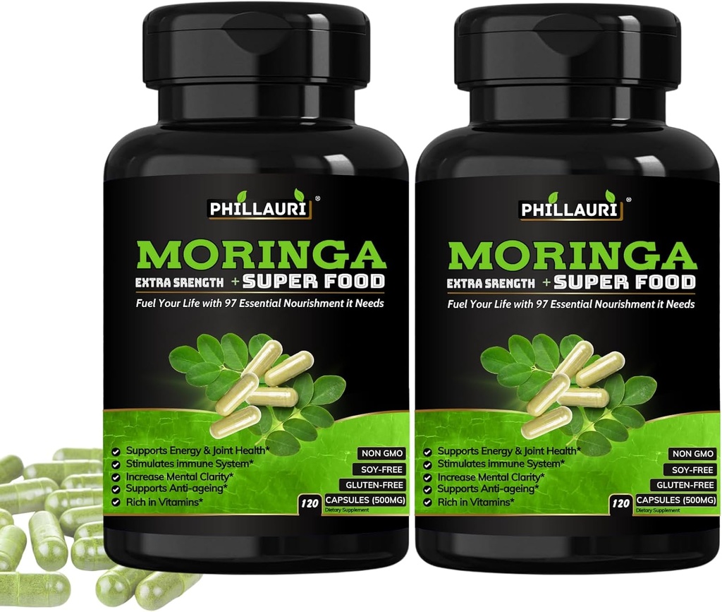 Organik Moringa Toz Capsules | Nutrient Himalaya Leaf Supplement | 120 Kont Moringa Capsule | Moringa Leaves Derived from Pure Moringa Toz 240 (Pack of 2)
