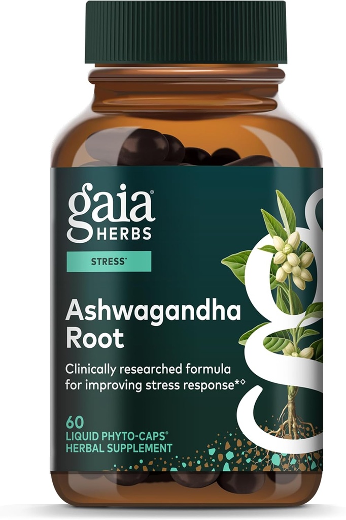 Gaia Herbs Ashwagandha Root - Stres Relief & Sleep Support Supplement - Supports Balanced Energy Levels & Pozitif Outlook* - 60 Vegan Sıvı Phyto Capsules (30-Day Supply)