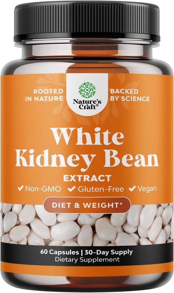 White Kidney Bean Karb Blocker - White Kidney Beans Supplement for Metabolism Boost & Ease Calories from Starchy Food - Carb Control Supplements - 60 Capsules