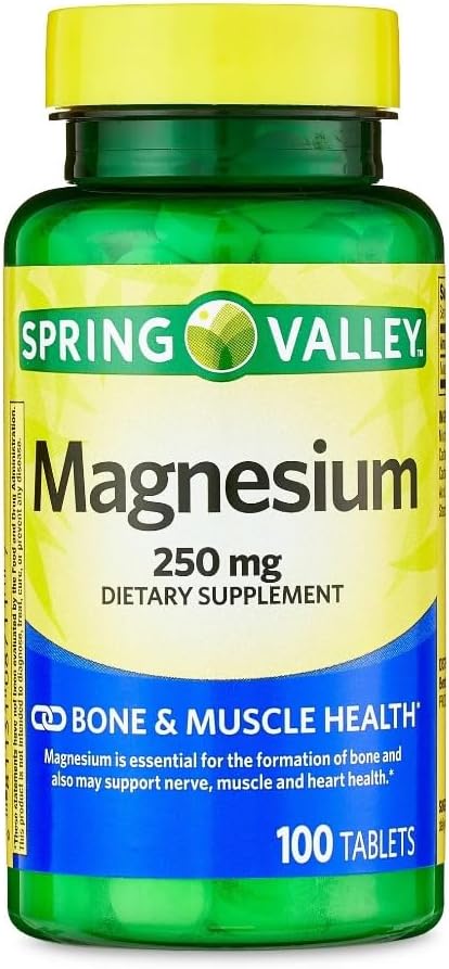 Spring Valley Magnesium 250 mg - Συμπλήρωμα διατροφής για την υγεία των οστών και των μυών - 100 δισκία
