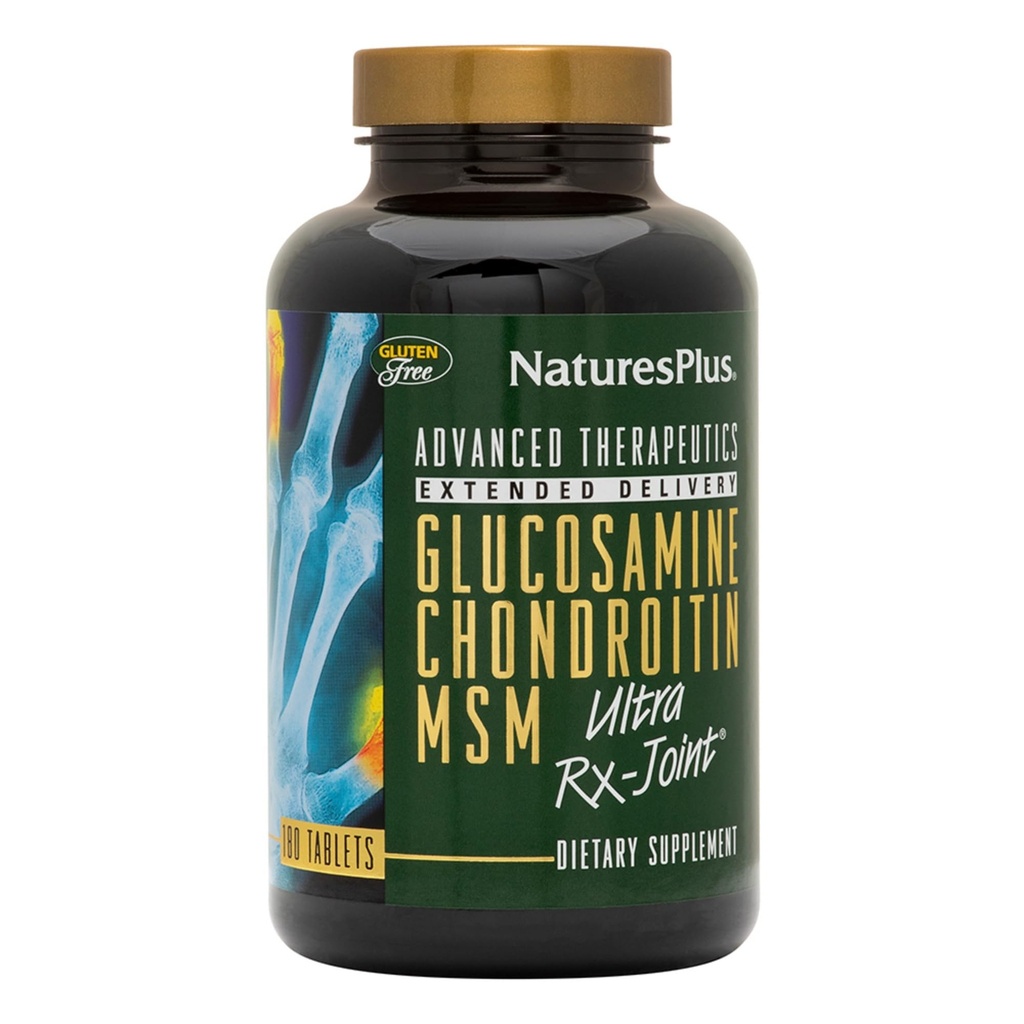NaturesPlus Advanced Θεραπευτική Γλυκοζαμίνη/Χονδροϊτίνη/MSM Ultra Rx Joint Tablets, Εκτεταμένη Παράδοση - 180 Tablets - Συμπλήρωμα Υποστήριξης Υψηλής Ικανότητας - Χωρίς Γλουτένη - 60 Σερβιέτες