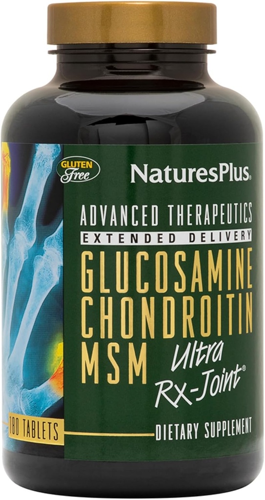 NaturesPlus Gelişmiş Tedaviler Glucosamine/Chondroitin/MSM Ultra Rx Ortak Tabletler, Genişletilmiş Teslimat - 180 Tablet - Yüksek Potency Ortak Destek Tamam - Gluten-Free - 60 Hizmetler