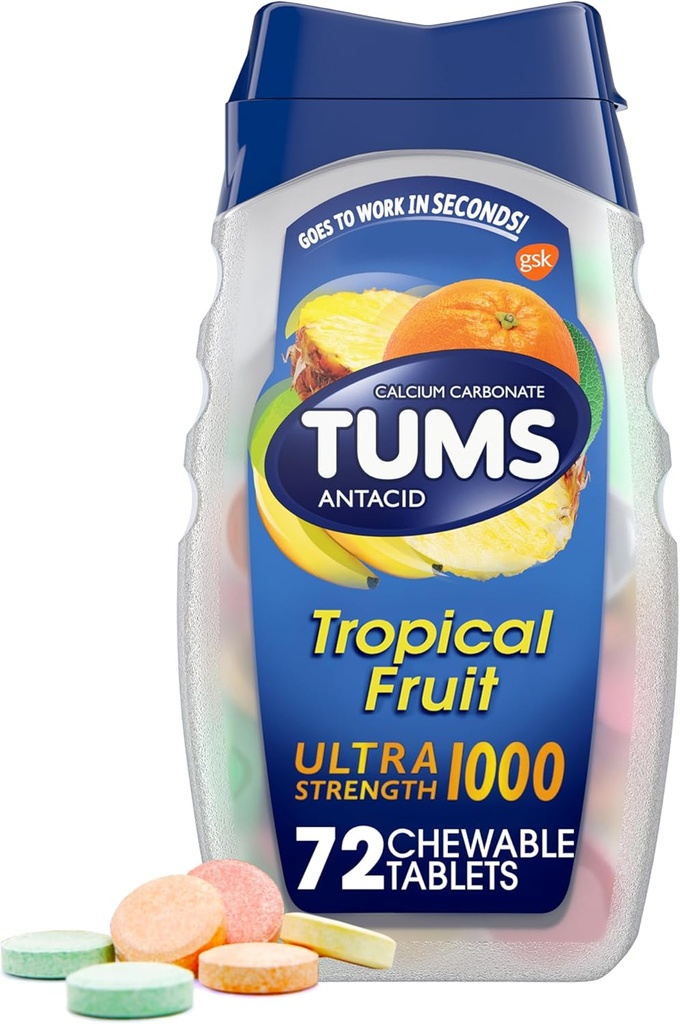 Tums Ultra 1000 Maximum Strength Tropical Fruit - 72 Chewable Tablets