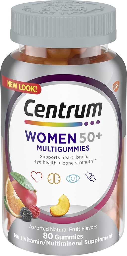 Centrum MultiGummys Gummy για γυναίκες 50 Plus, με βιταμίνη D3, B6 και B12, Multivitamin/Multimineral Supplement - 80 Count