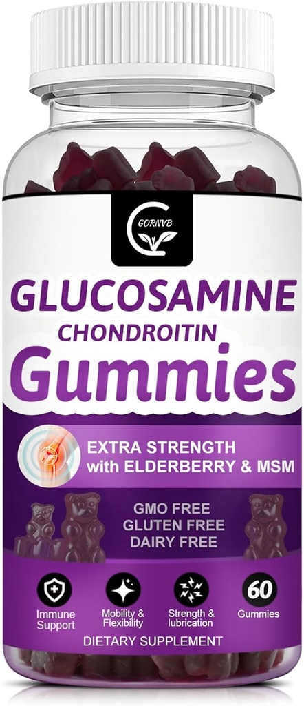 Glucosamine Chondroitin Gummies with MSM & Elderberry – Ekstra Güçlü Hareketlilik ve Flexability Support, Antioksi Immune Supplement for Women & Men