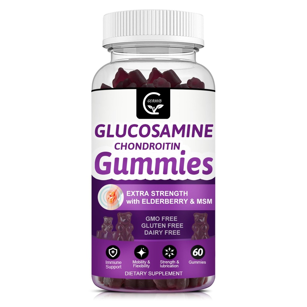 Glucosamine Chondroitin Gummies with MSM & Elderberry – Ekstra Güçlü Hareketlilik ve Flexability Support, Antioksi Immune Supplement for Women & Men