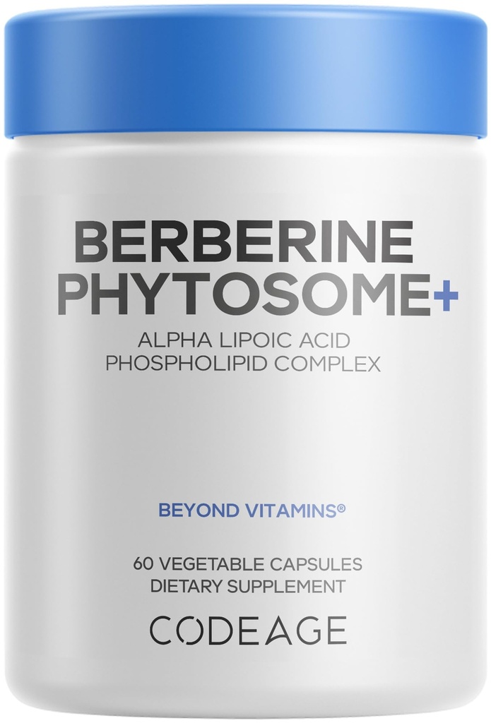 Kodaj Berberine Phytosome Supplement - Berberine HCL, Alfa Lipoic Asit, Phospholipid Kompleksi - 2-Month Supply - Berberine HCL - Berberine Hydrochloride - Gluten-Free, Non-GMO - 60 Capsules