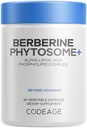 Kodaj Berberine Phytosome Supplement - Berberine HCL, Alfa Lipoic Asit, Phospholipid Kompleksi - 2-Month Supply - Berberine HCL - Berberine Hydrochloride - Gluten-Free, Non-GMO - 60 Capsules