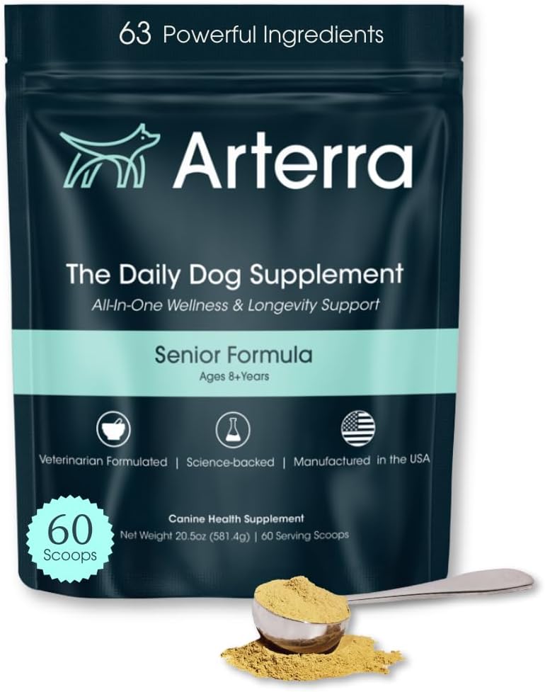 Senior Dog Toz Supplement & Food Topper – 63 Joint, Gut, Immune & Brain Health – Daily Longevity Multivitamin with Glucosamine, Probiyotiks, and Fish Oil | 60 Scoops