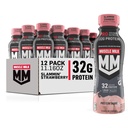 Muscle Milk Pro Advanced Nutrition Protein Shake, Slammin' Strawberry, 11.16 Fl Oz (Pack of 12), 32g Protein, 1g Sugar, 16 Vitamins & Minerals, 5g Fiber, Bottled Liquid, Gluten Free