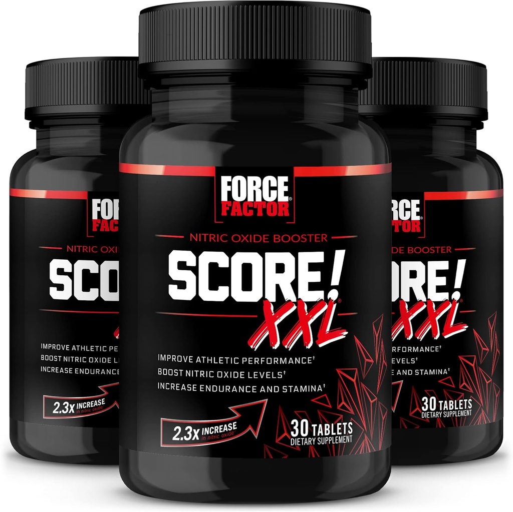 FORCE FACTOR Βαθμός! XXL, 3-Pack, Nitric Oxide Booster συμπλήρωμα για τους άνδρες με L-Citrulline, Black Maca, & Tribulus για τη βελτίωση της αθλητικής απόδοσης, αύξηση Stamina, & υποστήριξη ροής αίματος, 90 δισκία