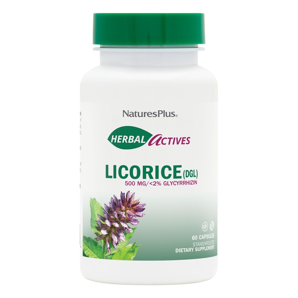 NaturesPlus Herbal Actives Licorice (DGL) 500 mg - 60 Capsules, 3 Paket - Sağlıklı Digestion & General Well-Being - Vegetarian, Gluten Free - 180 Toplam Hizmetler