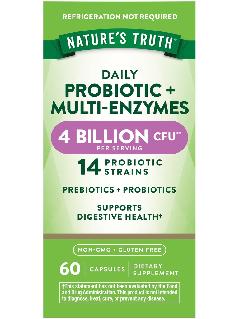 Nature's Truth Probiyotiks with Enzymes | 60 Capsules | for Men and Women | Non-GMO & Gluten Free Digestive Health Supplement