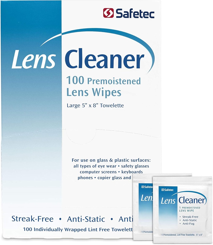 Güvenlitec Lens & Eyeglasses Temizlik Wipes, Pre-Moistated Wipes (2 100ct Kutuların Paketi - 200 Temizlik Kumaşı)