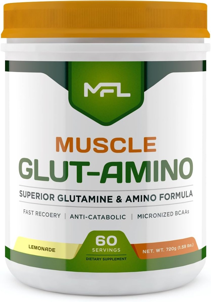 MFL Kas Glut-Amino | Glutamine Kompleksi | Amino Kompleks | 0 Şeker | Stevia | All- Natural | 60 Hizmetler (Lemonade)