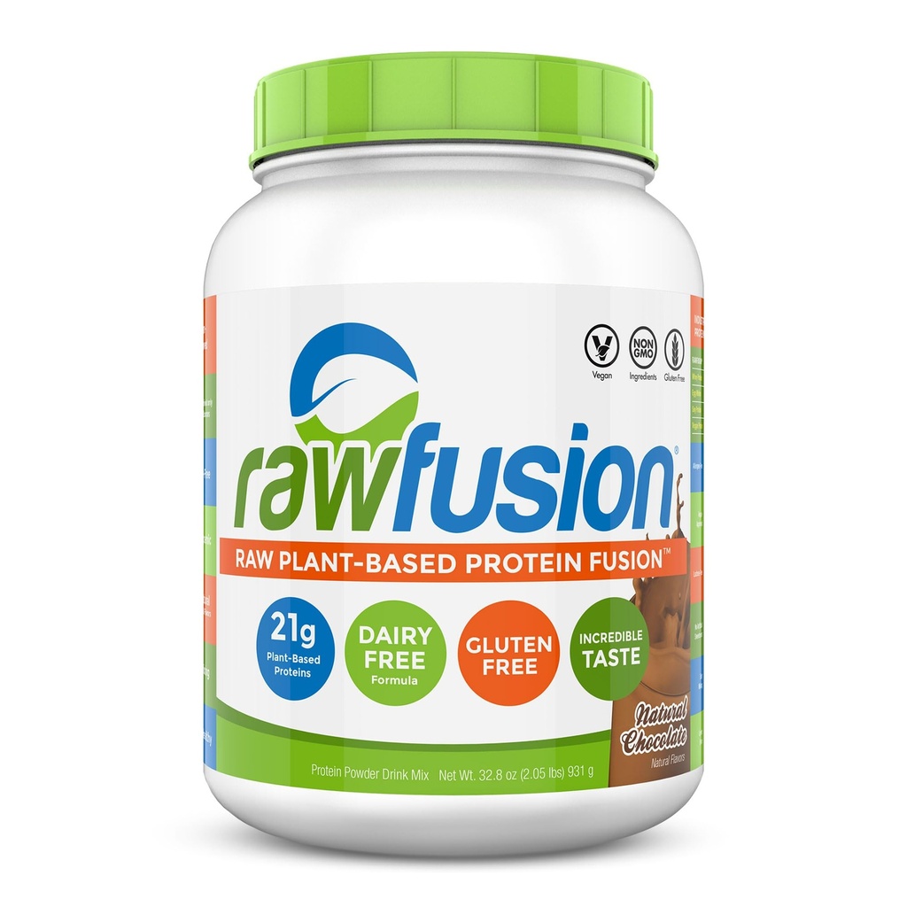 Rawfüzyon- Vegan Protein Toz, Doğal Çikolata - 30 Hizmet, 21g of Plantive protein, Low Net Carbs, Non-Dairy, Gluten/Lactose Free, Soy Free, Kosher, Non-GMO, 2lbs Pound