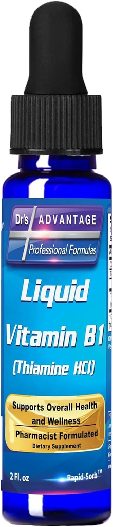 Dr's Advantage Liquid Vitamin B1 Σταγονομετρητής 2oz - Thiamine B1 συμπλήρωμα για την ενεργειακή υποστήριξη - Essential B1 Vitamins - Προάγει το μεταβολισμό και το νευρικό σύστημα Υγεία