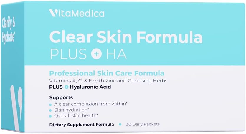 Vitamedica Clear Skin Formula +HA - Ημερήσιες συσκευασίες συμπληρωμάτων, 30-Count